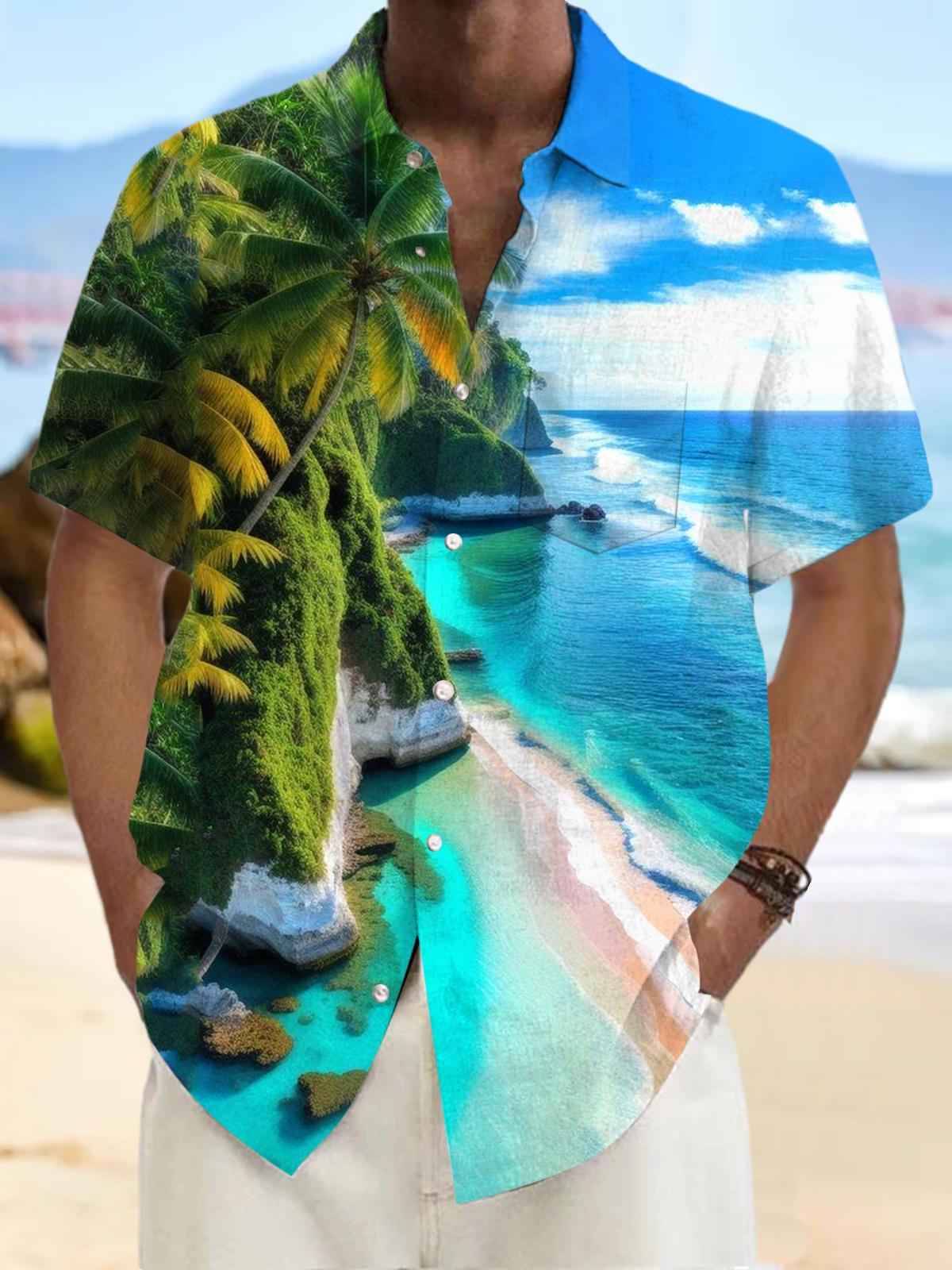 Hawaiian Sea Short Sleeve Men's Shirts With Pocket