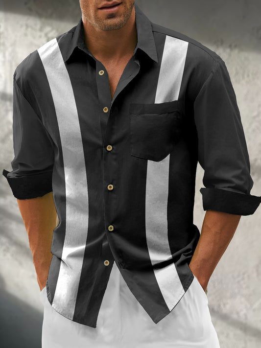 Geometry Long Sleeve Men's Shirts With Pocket