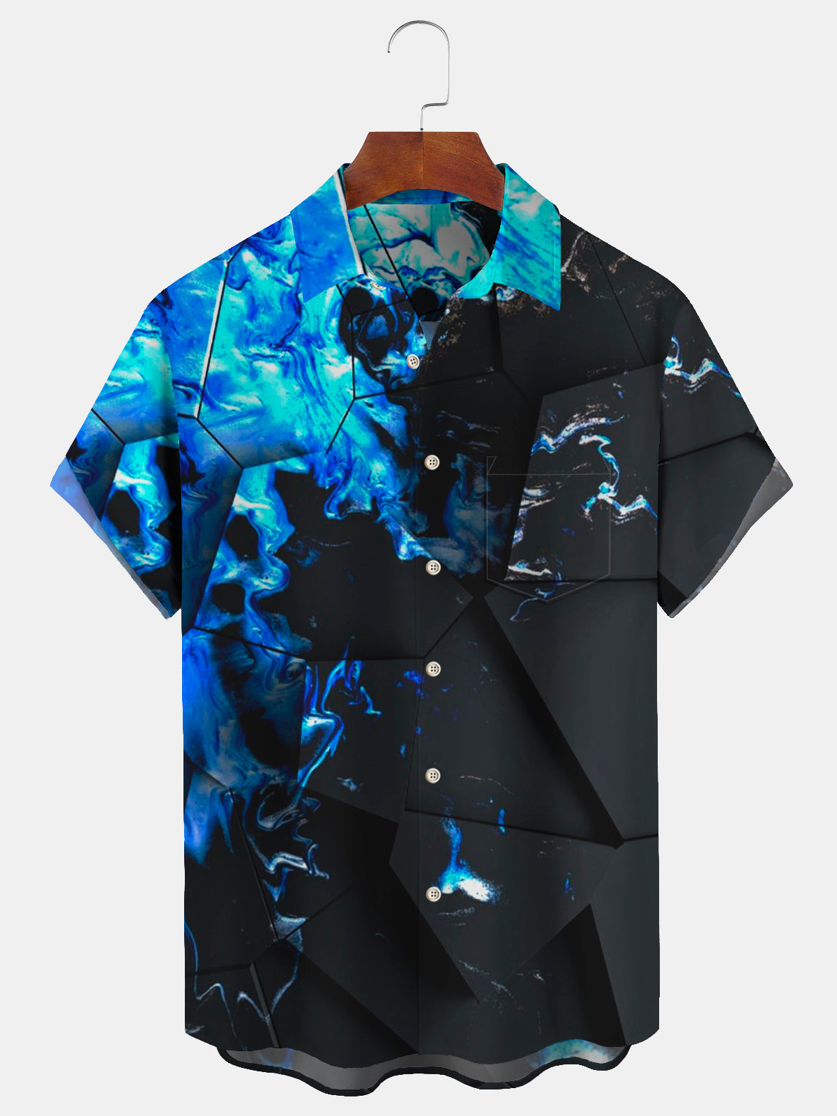 Gradient Hawaiian Short Sleeve Men's Shirts With Pocket