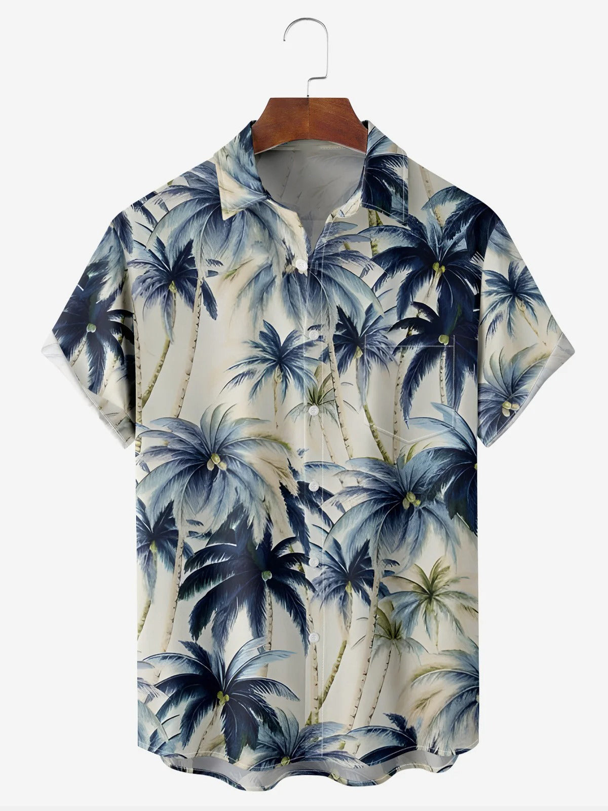 Hawaiian Palm Tree Full Print Short Sleeve Men's Shirts With Pocket