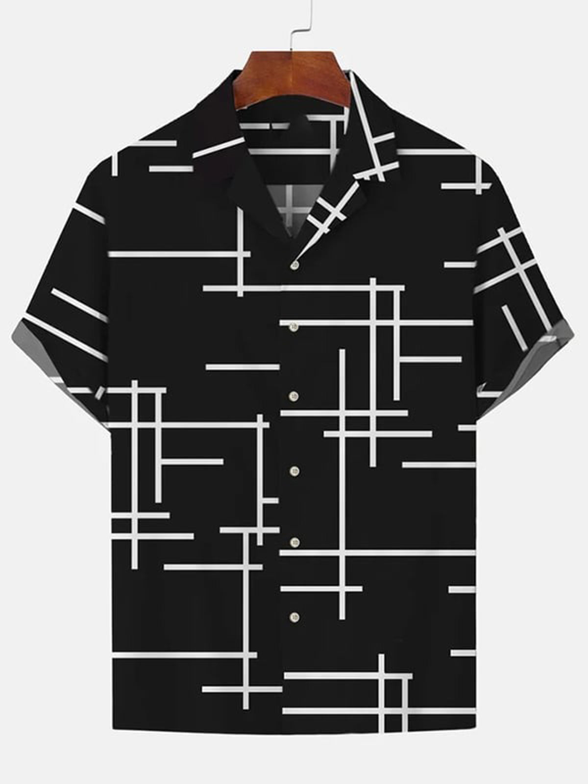 Leisure Holiday Geometric Print Short Sleeve Men's Shirts With Pocket