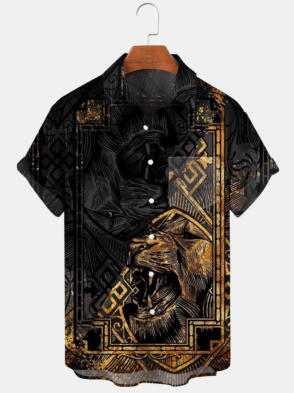 Lion Men's Shirts With Pocket