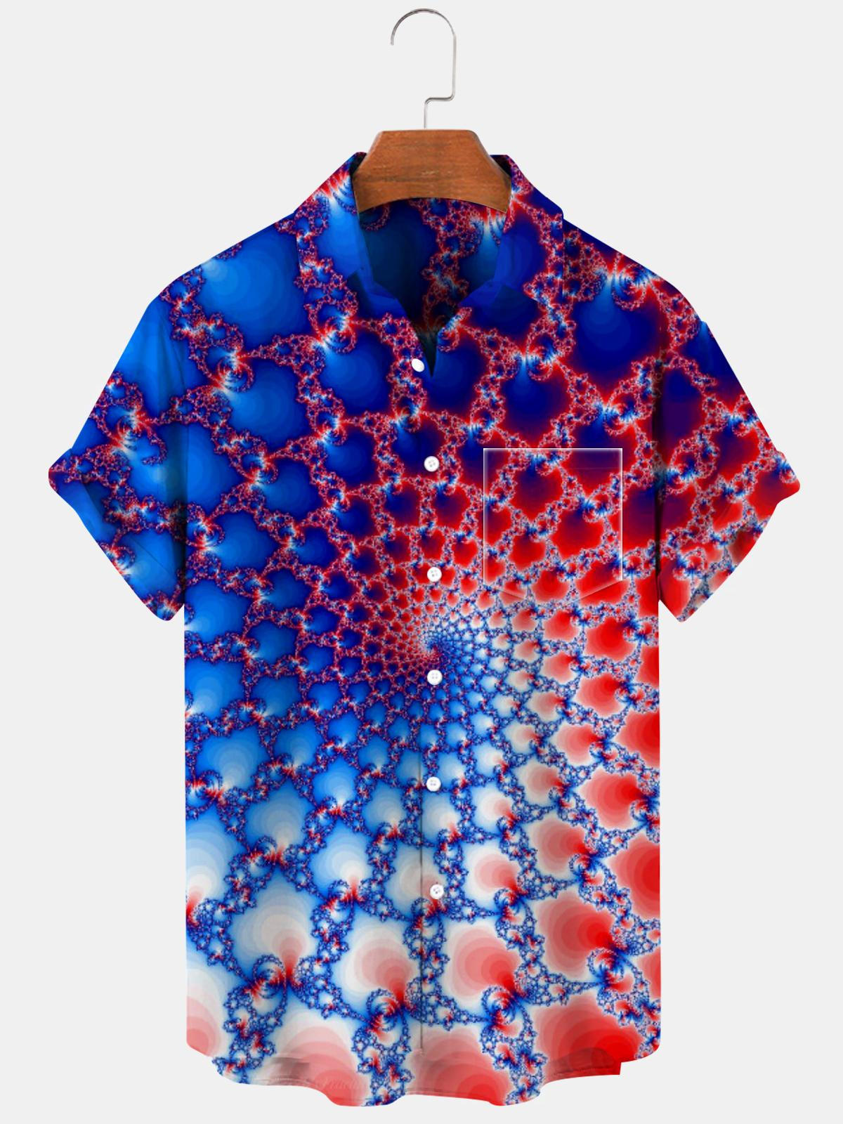 Abstract Short Sleeve Men's Shirts With Pocket