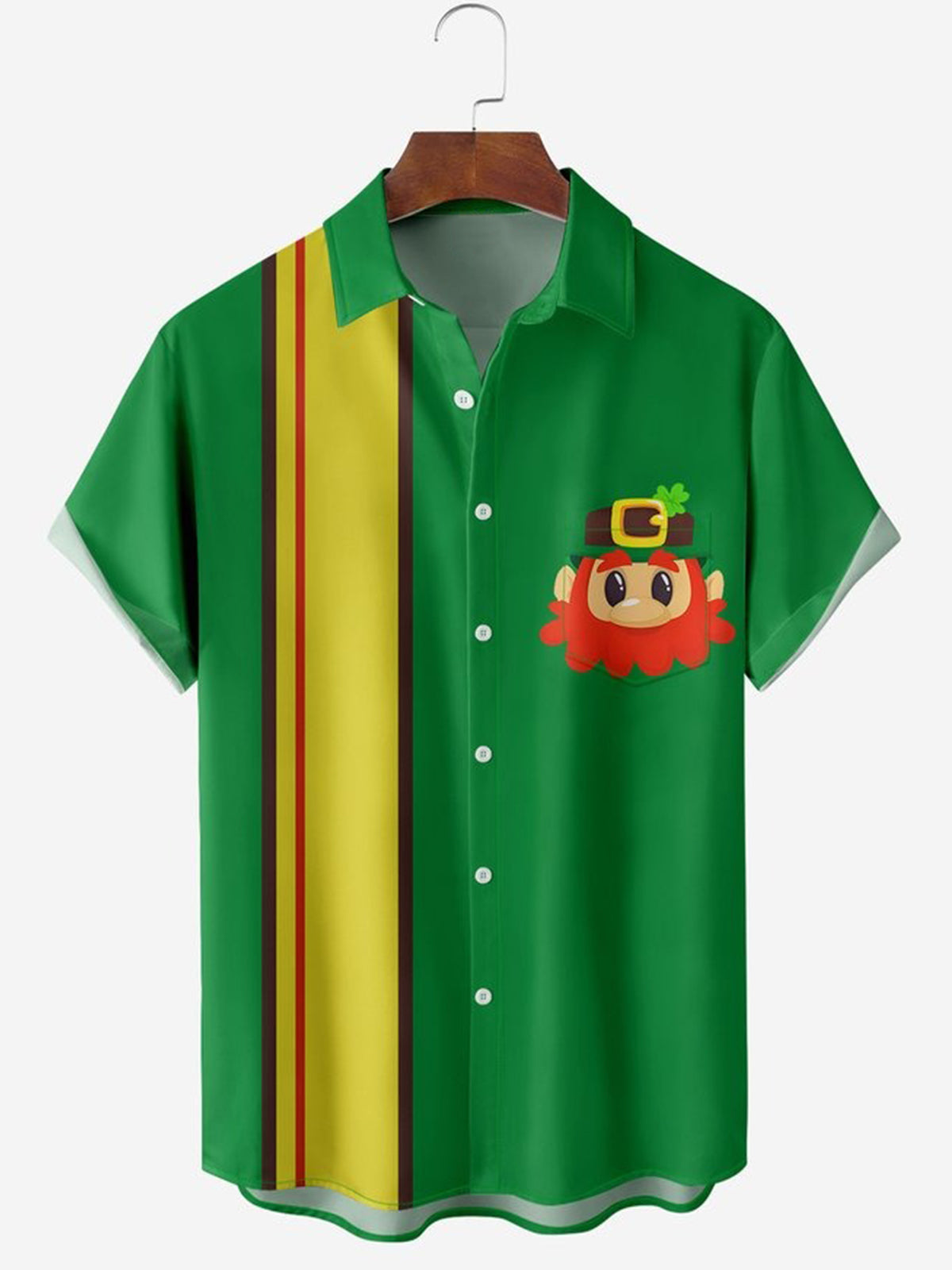 St. Patrick's Day Printed Short Sleeve Men's Shirts With Pocket