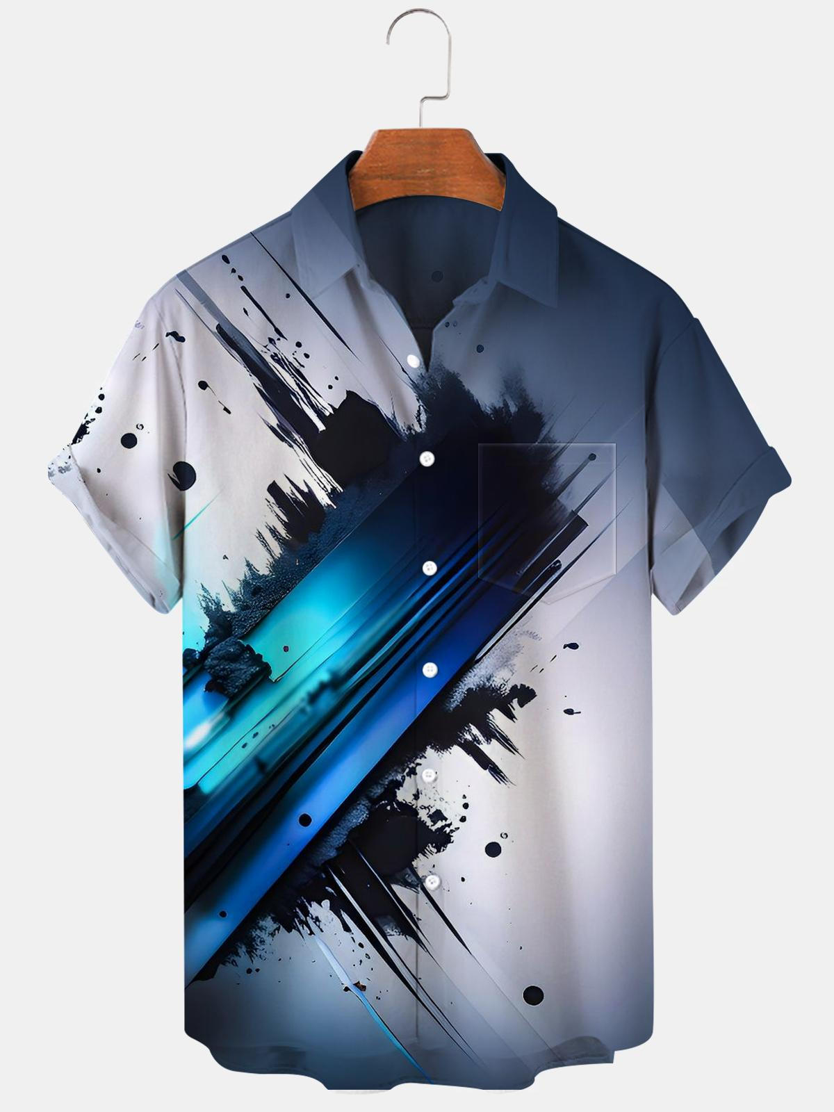 Abstract Men's Shirts With Pocket