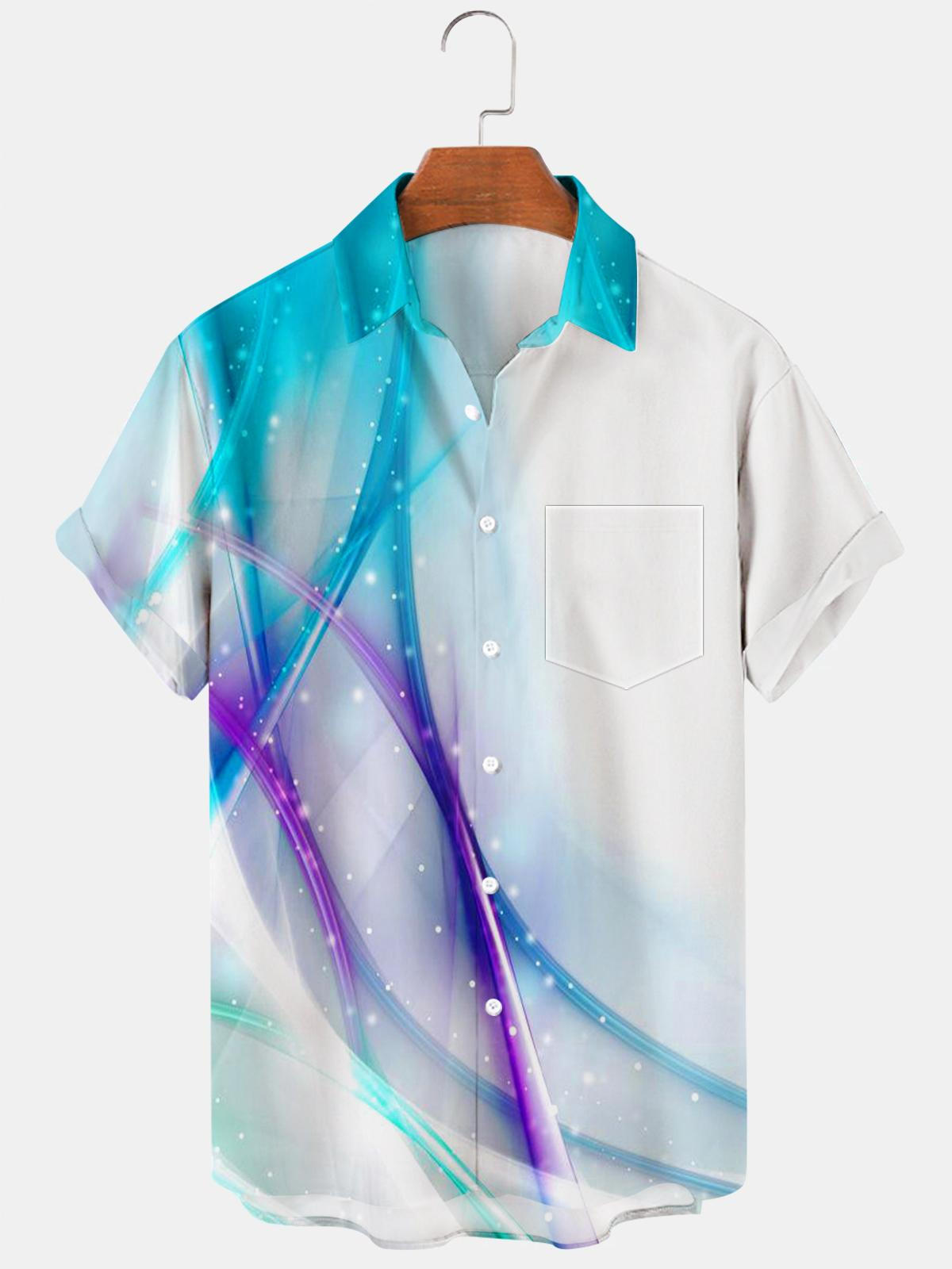 Abstract Short Sleeve Men's Shirts With Pocket