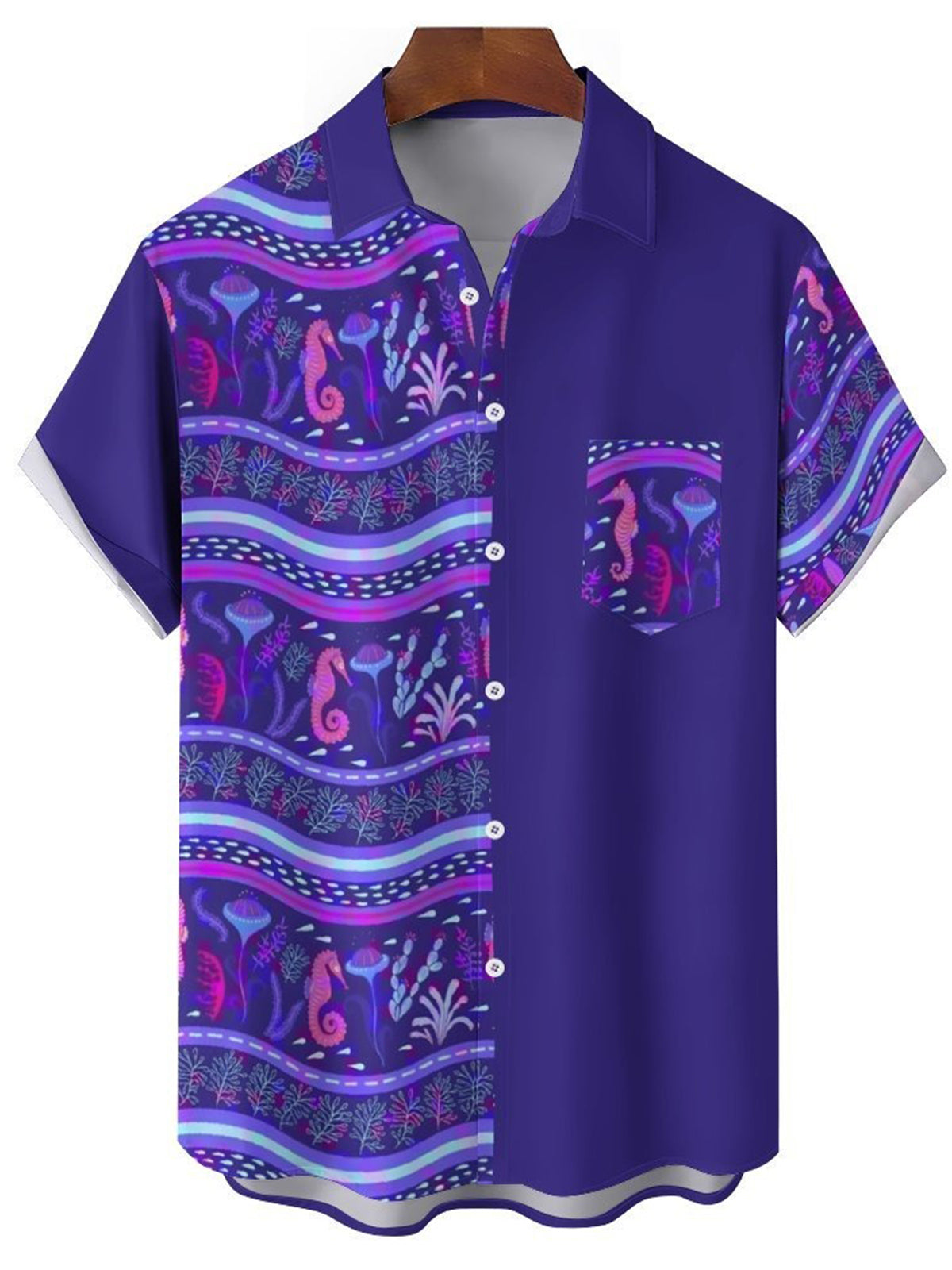 Seahorse Casual Short Sleeve Men's Shirts With Pocket