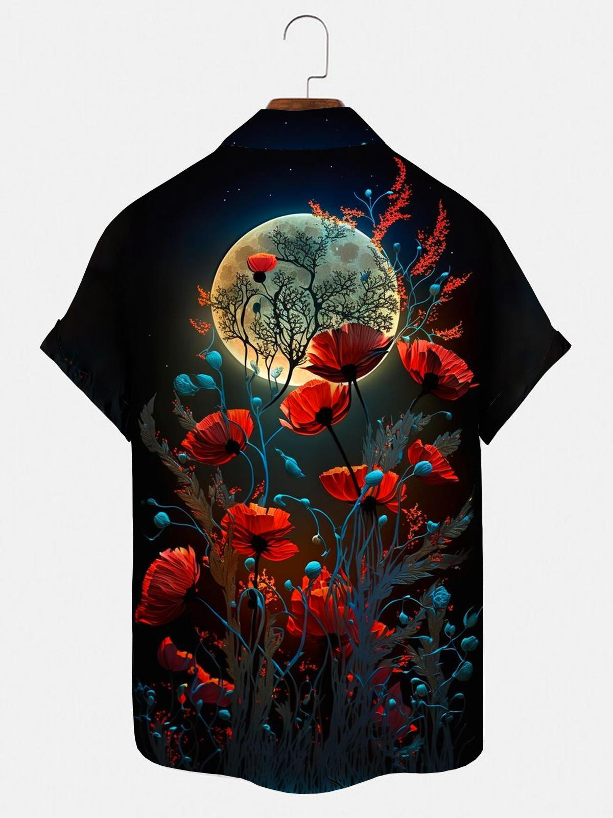 Flower Moon Herrenhemden mit Tasche