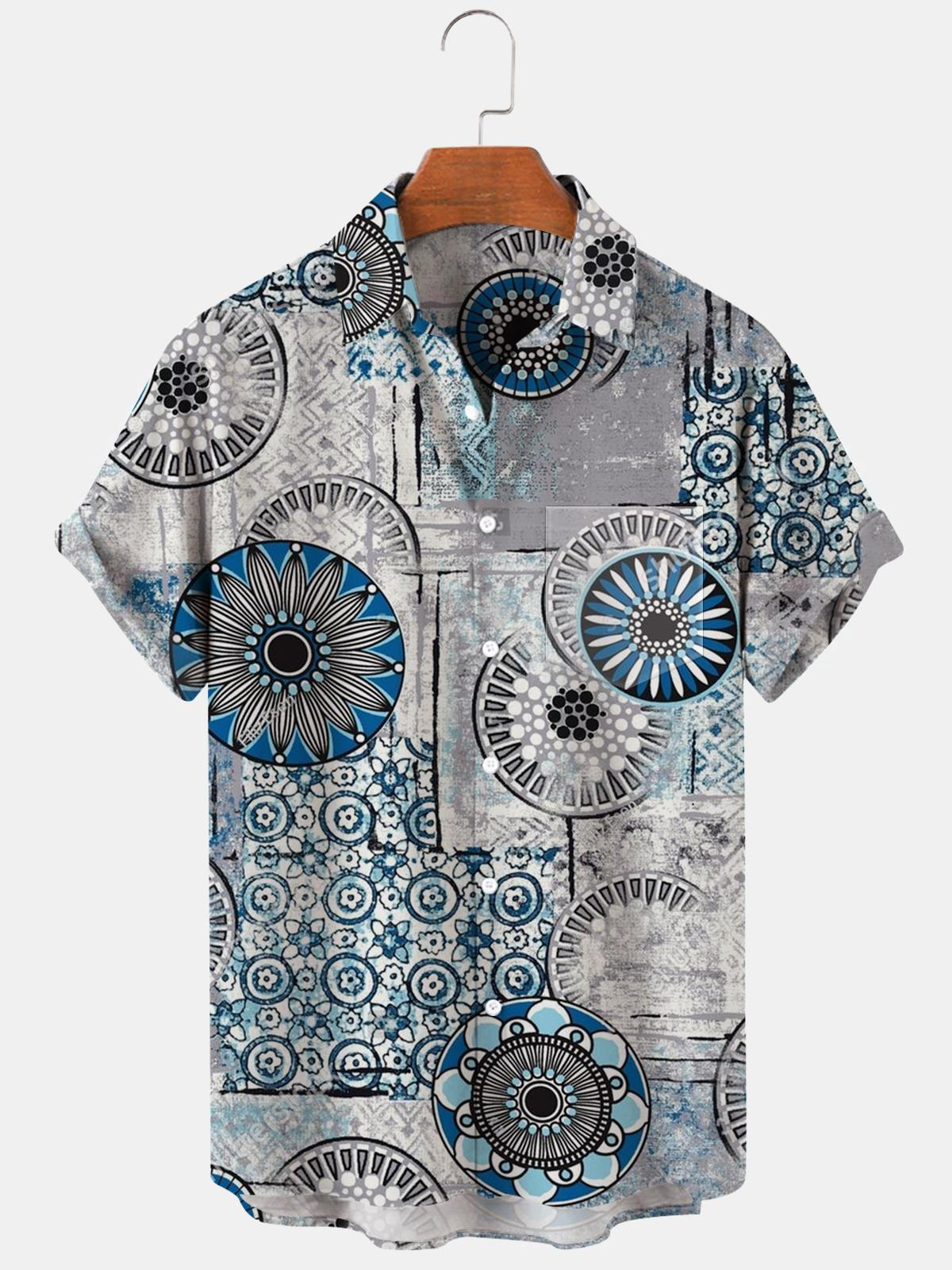 Flower Men's Shirts With Pocket