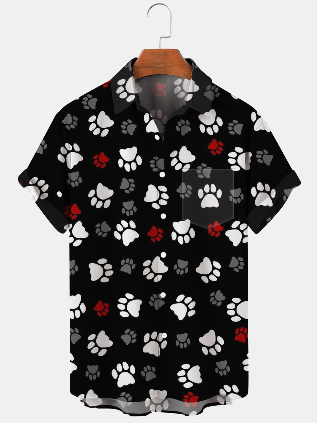 Dog Paw Men's Shirts With Pocket