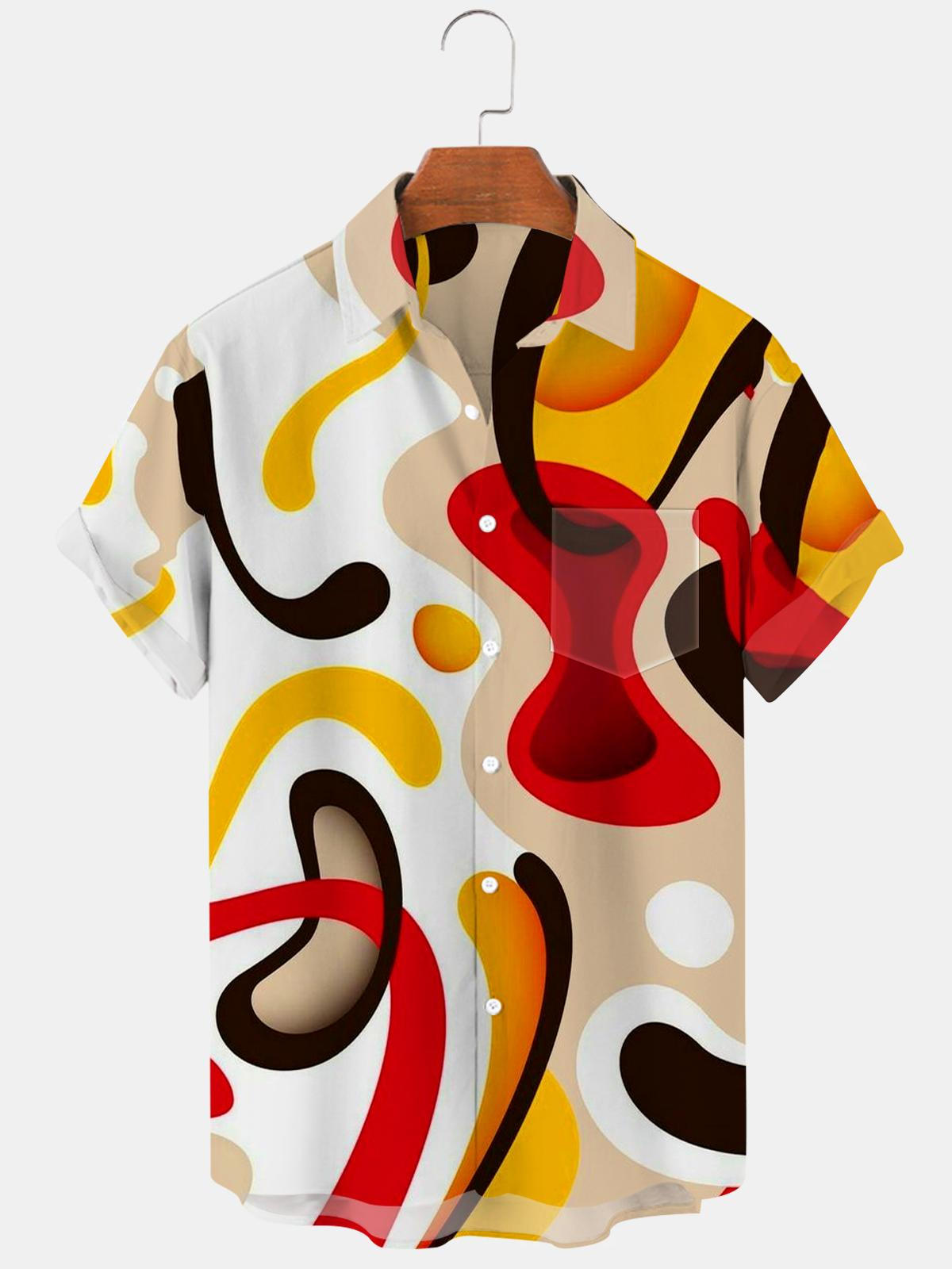 Abstract Men's Shirts With Pocket