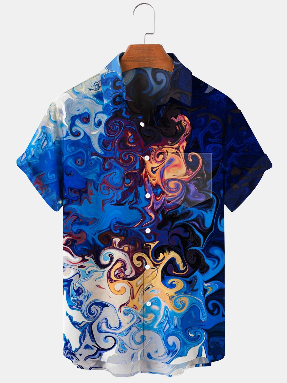 Abstract Men's Shirts With Pocket