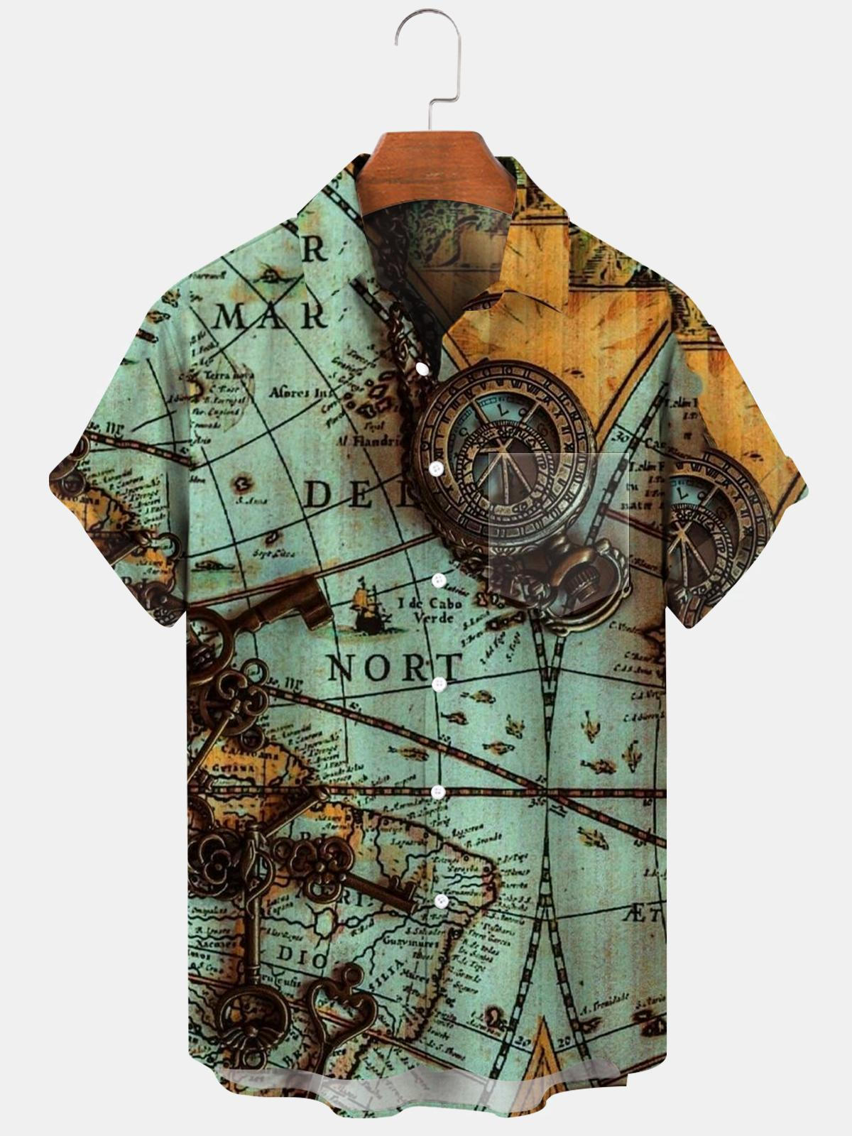 Map Men's Shirts With Pocket