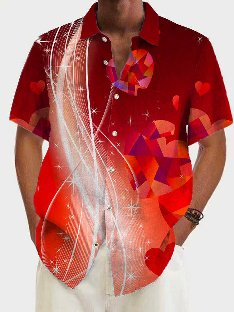 Valentine's Day Love Festival Short Sleeve Men's Shirts With Pocket