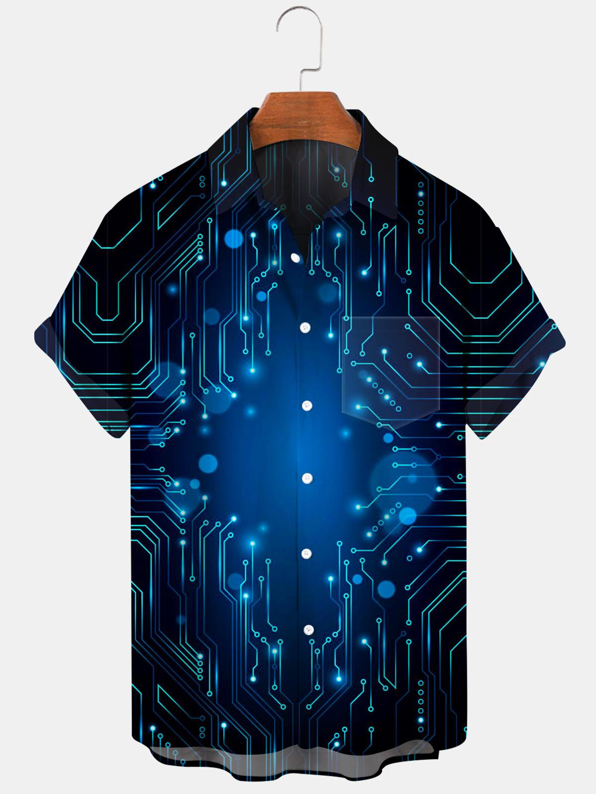 Computer Main Board Men's Shirts With Pocket