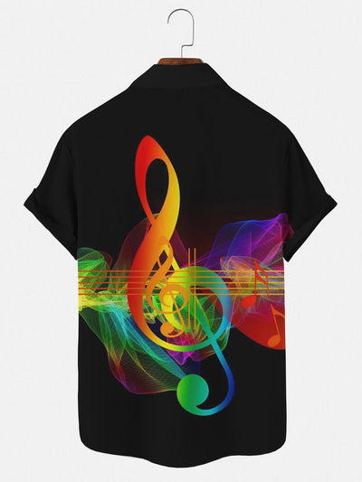 Musical Note Men's Shirts With Pocket