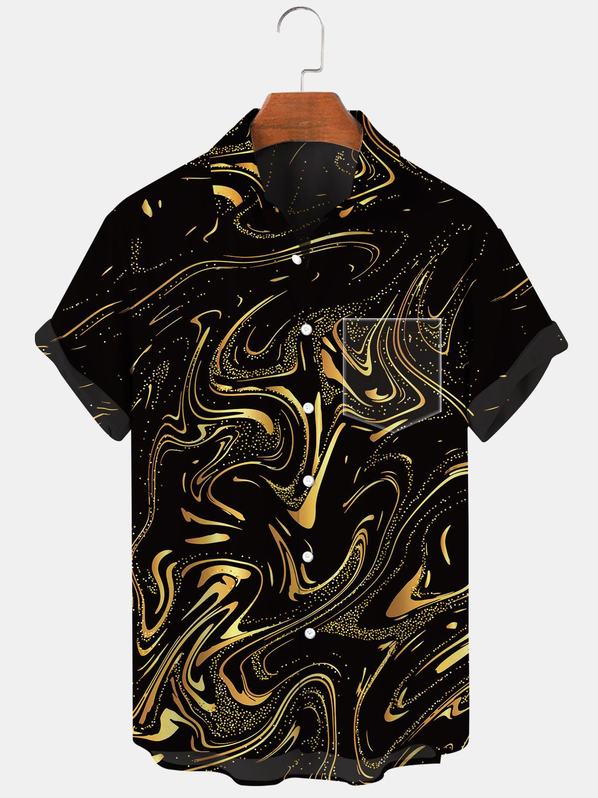 Abstract Short Sleeve Men's Shirts With Pocket