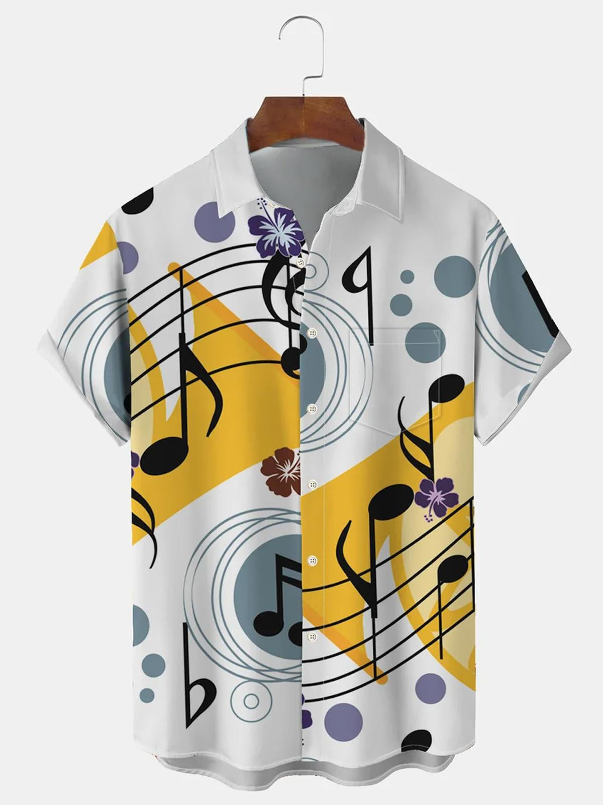 Music Note Men's Shirts With Pocket