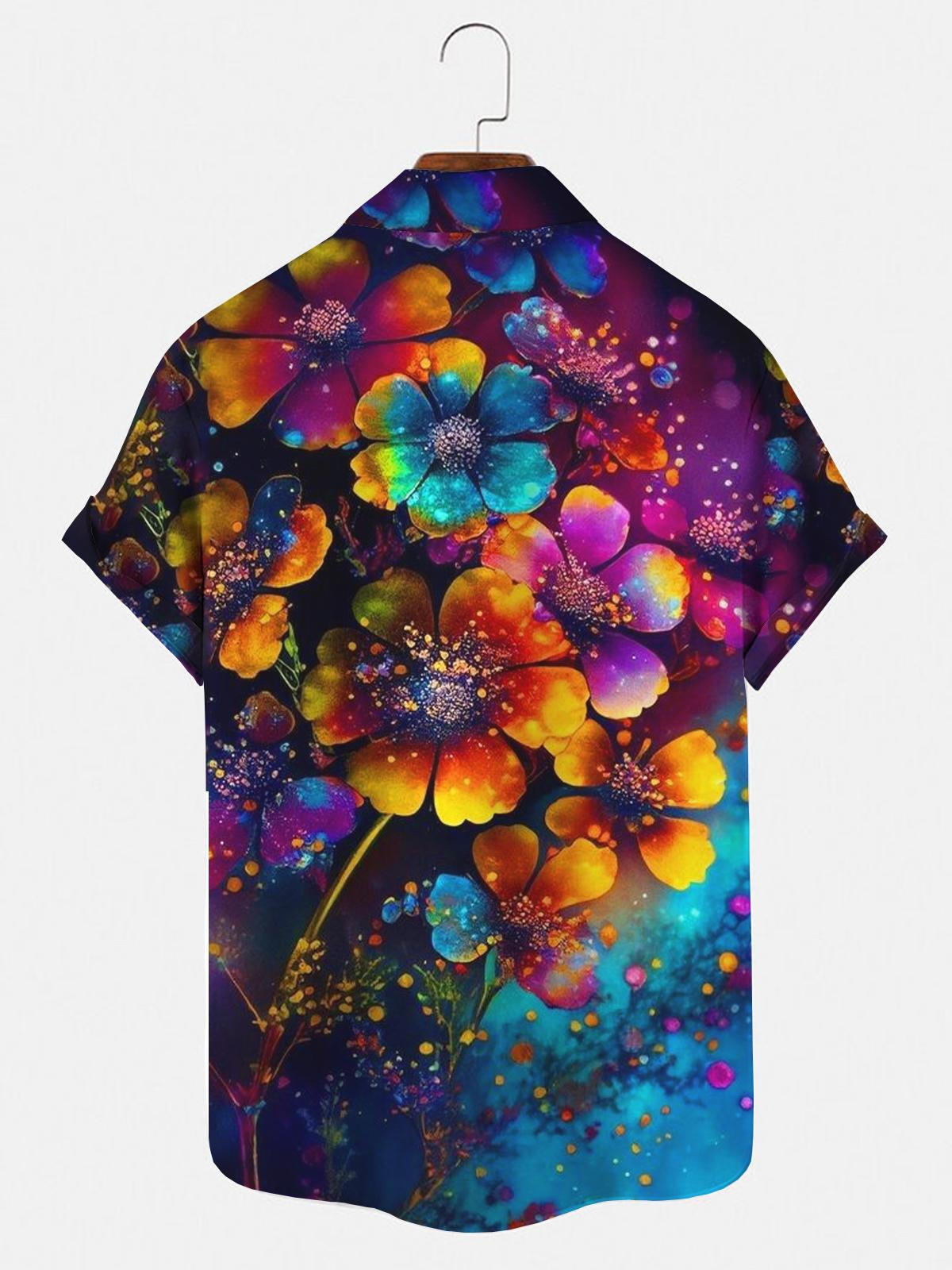 Flower Men's Shirts With Pocket