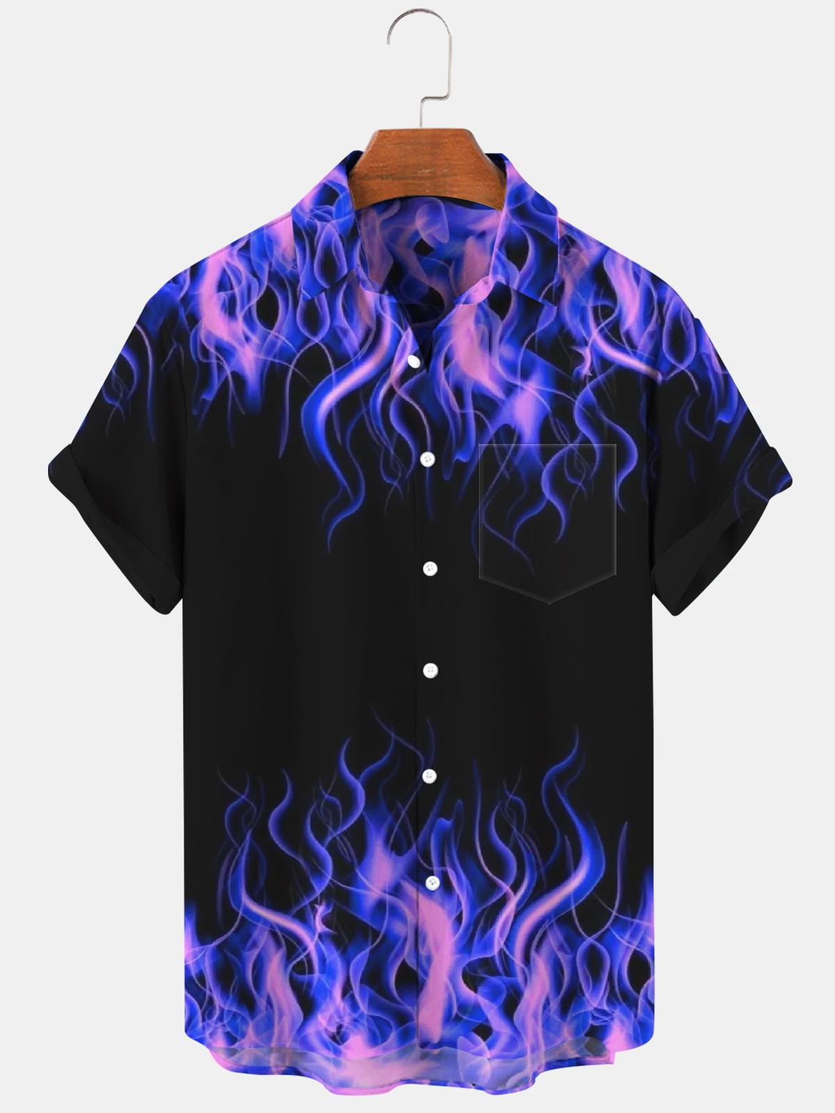 Abstract Flame Men's Shirts With Pocket