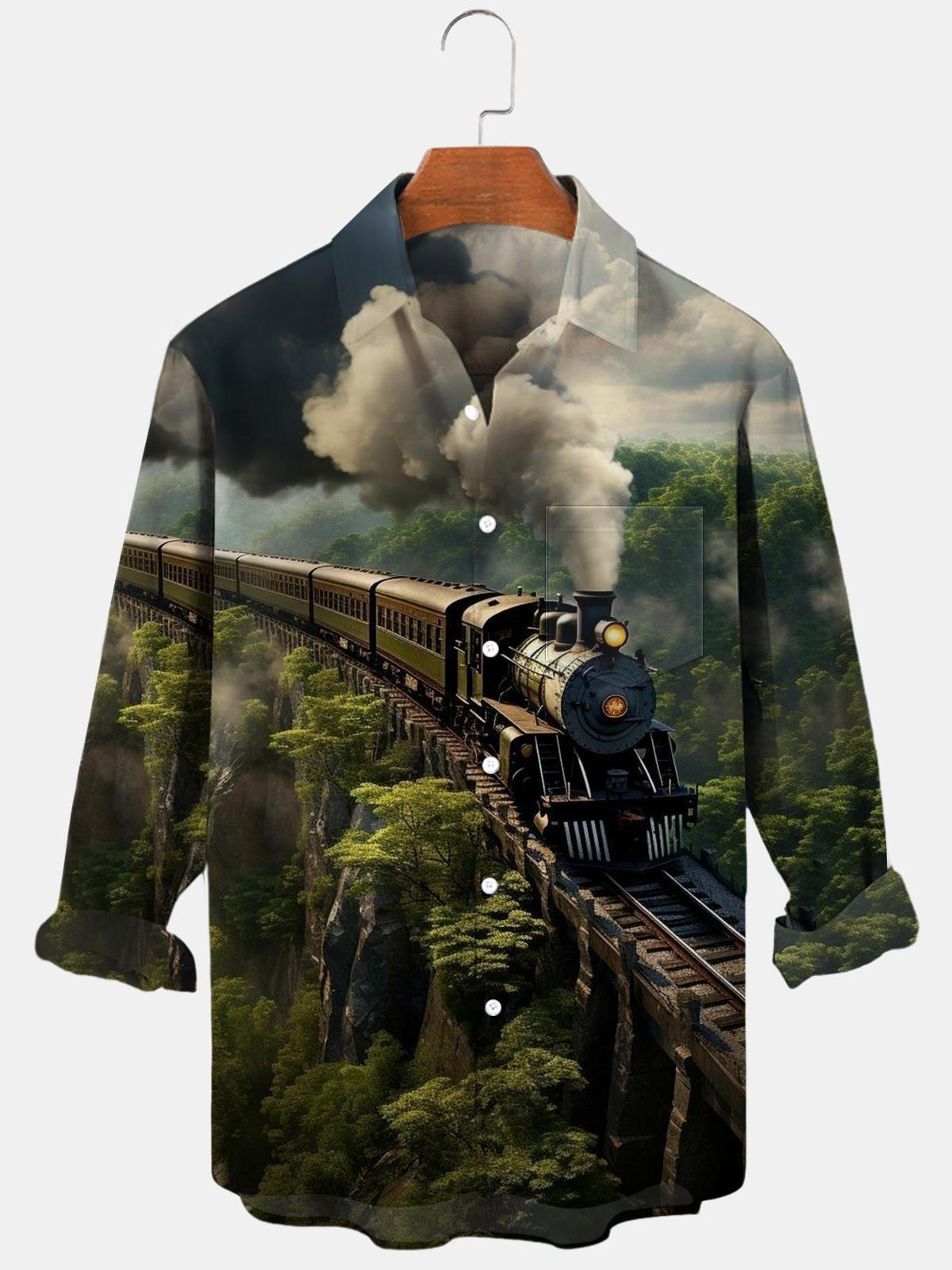 Train Long Sleeve Men's Shirts With Pocket