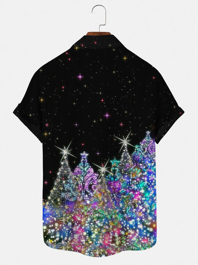 Christmas Tree Men's Shirts With Pocket