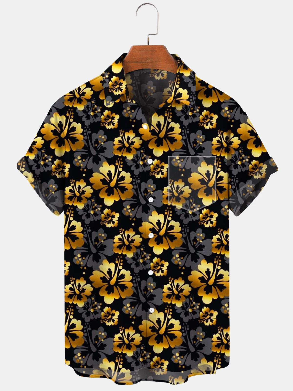 Flower Men's Shirts With Pocket