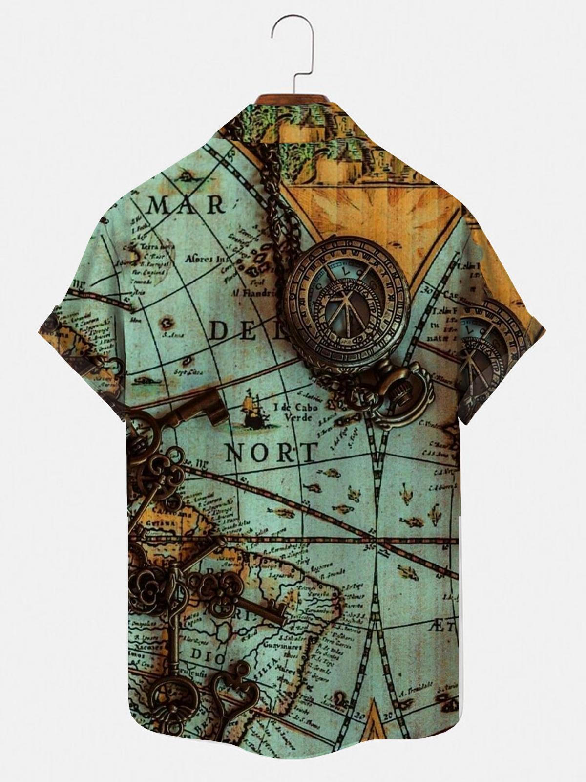 Map Men's Shirts With Pocket