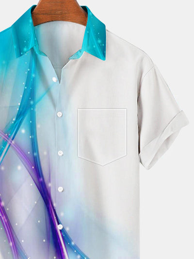 Abstract Short Sleeve Men's Shirts With Pocket