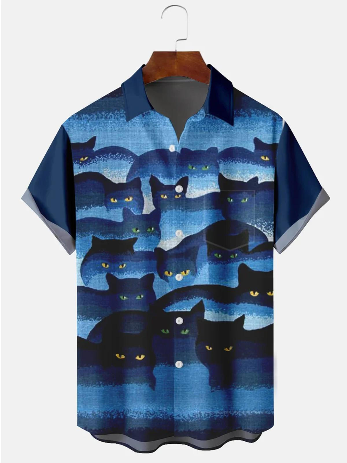 Cat Men's Shirts With Pocket