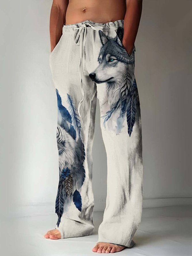 Freizeithose für Herren mit Wolf-Totem-Print