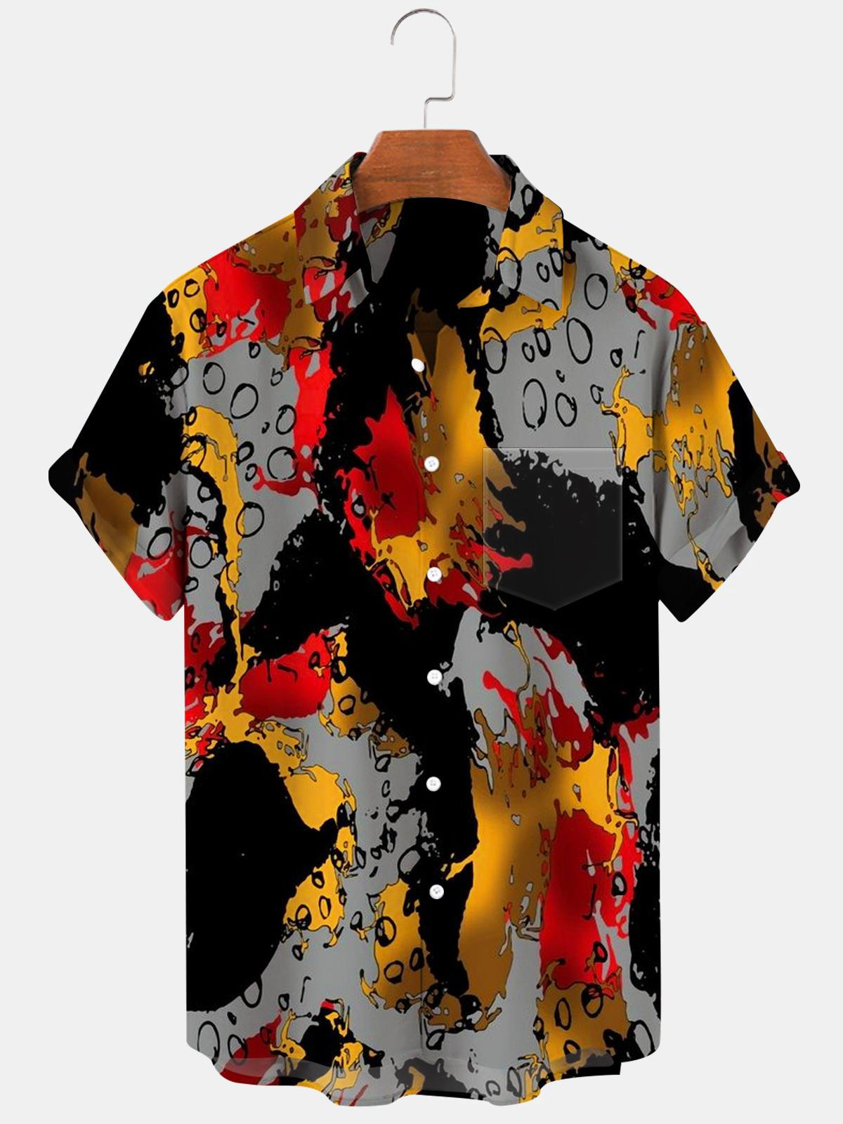 Abstract Men's Shirts With Pocket