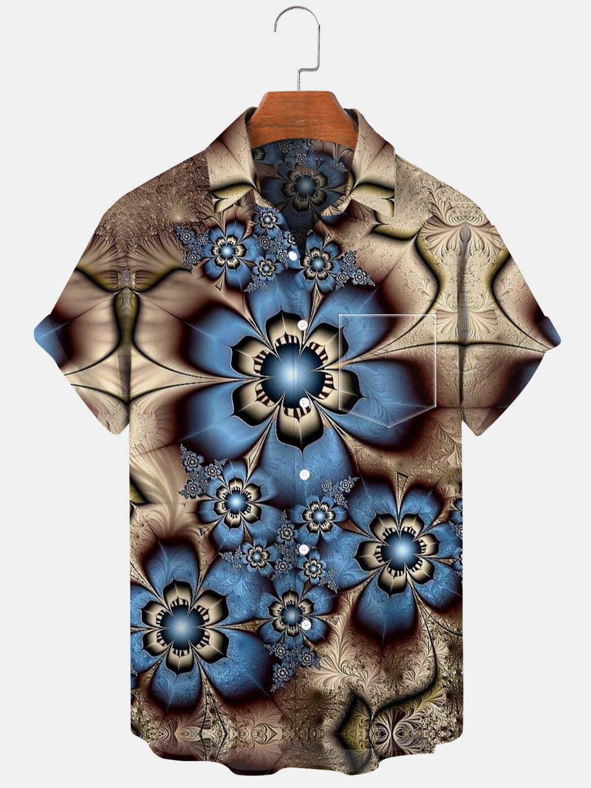 Flower Men's Shirts With Pocket