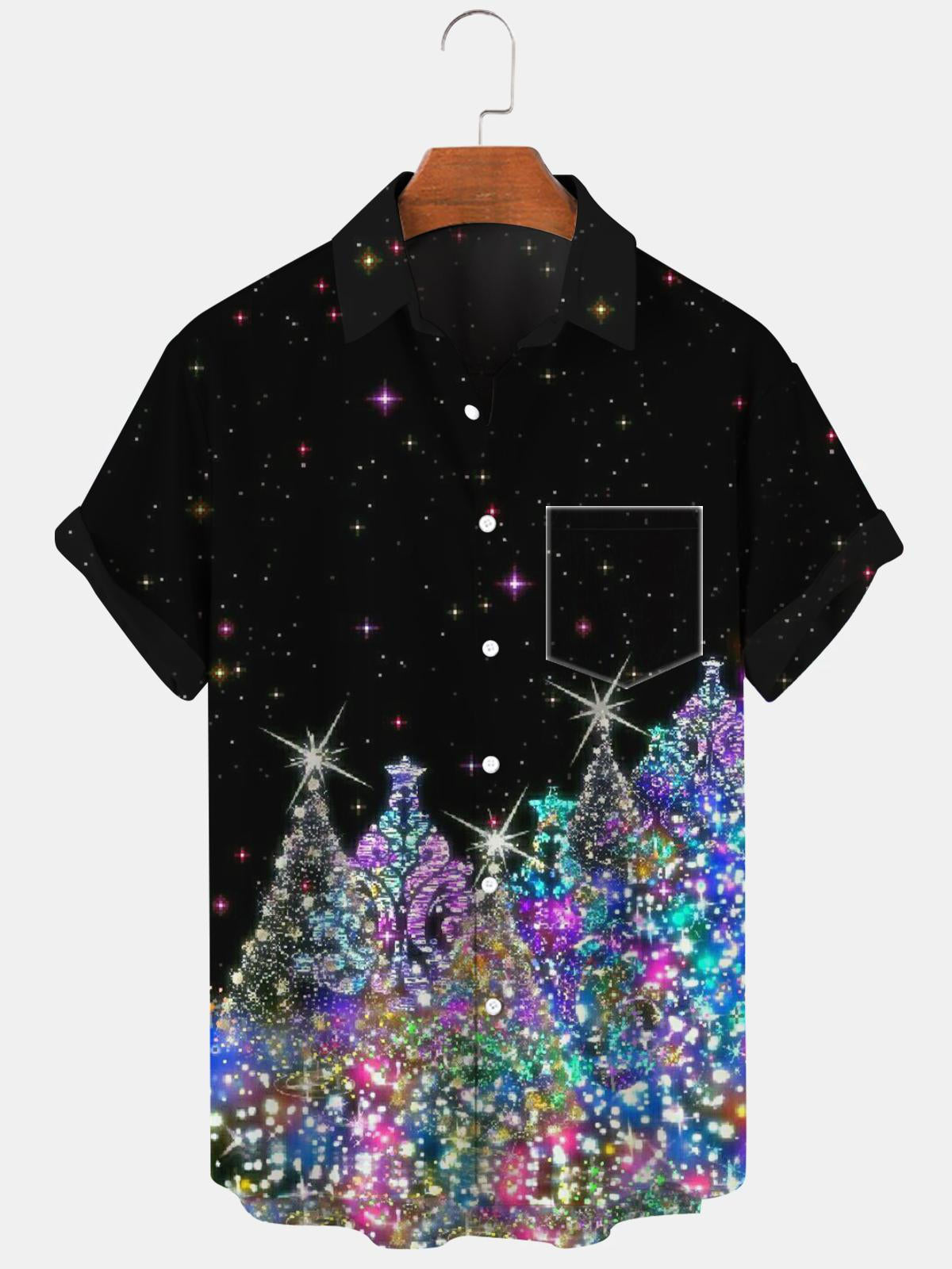 Christmas Tree Men's Shirts With Pocket