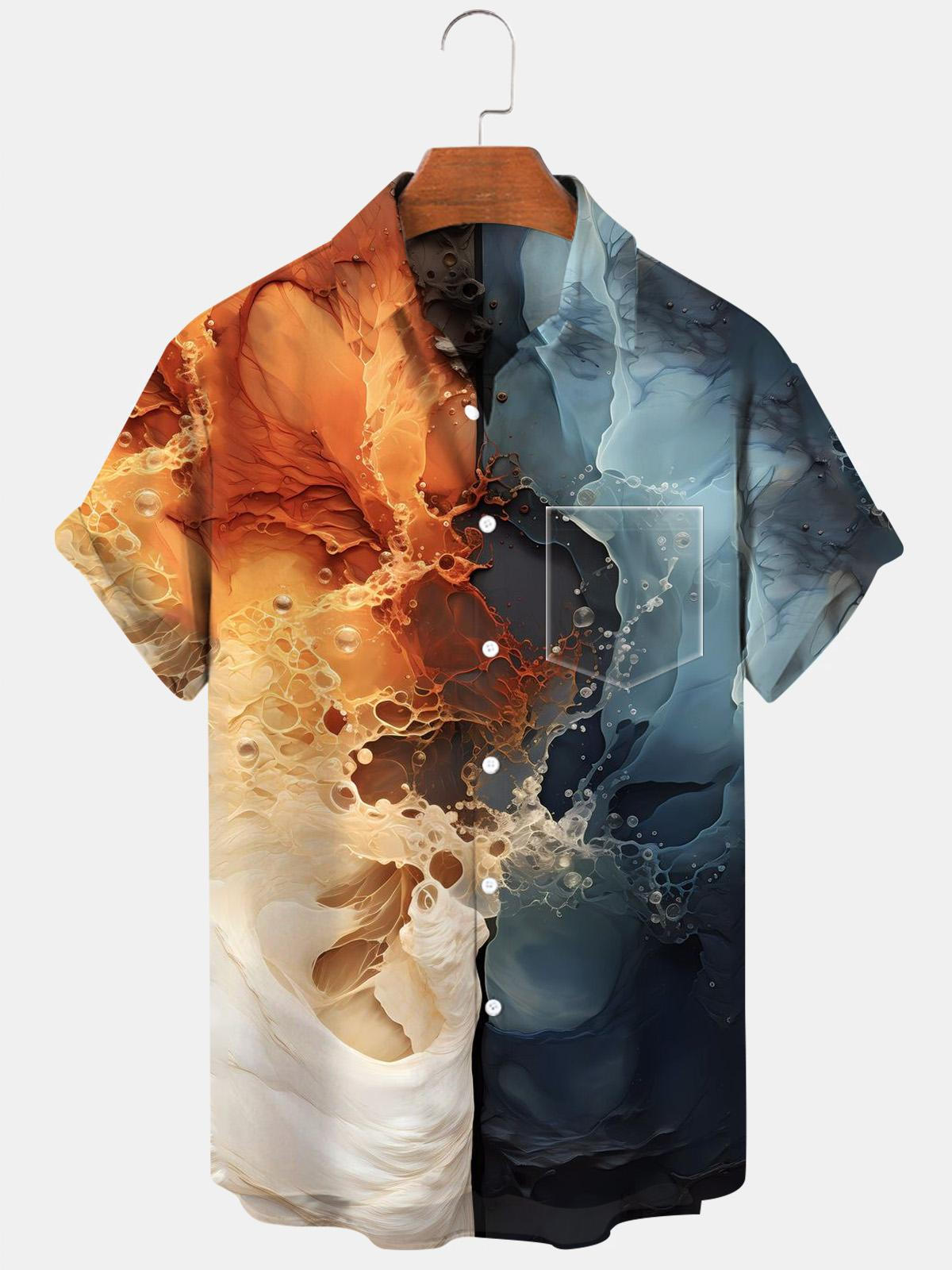 Abstract Men's Shirts With Pocket