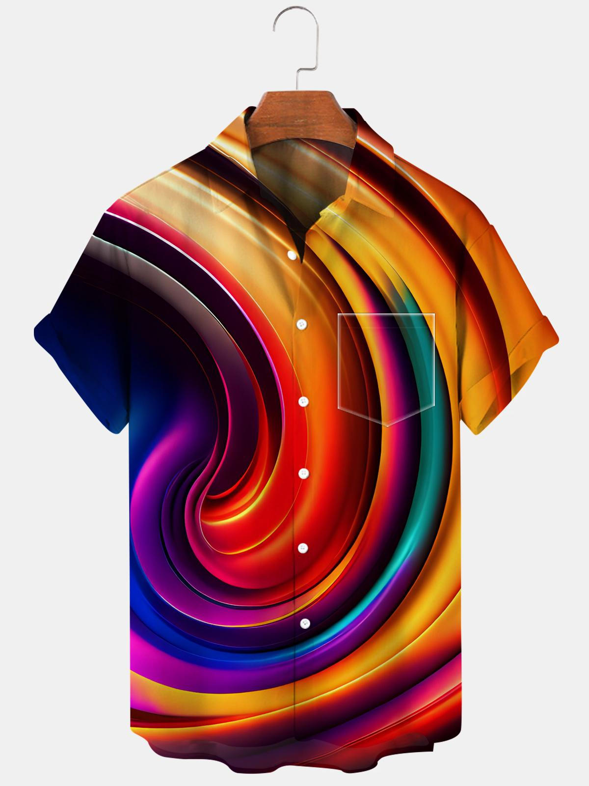 Abstract Men's Shirts With Pocket