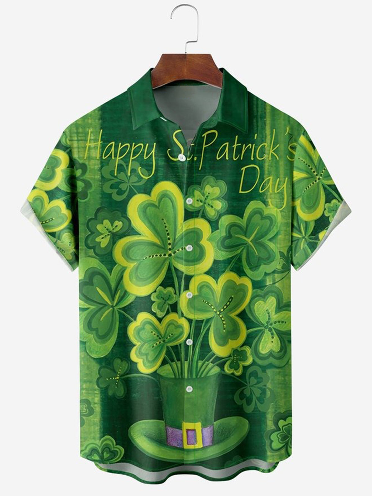 Kurzärmelige Herrenhemden mit St. Patrick's Day-Print und Tasche