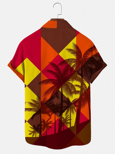 Coconut Palm Square Sunset Herrenhemden mit Tasche