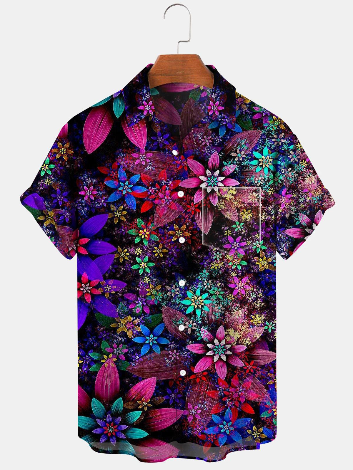 Flower Men's Shirts With Pocket