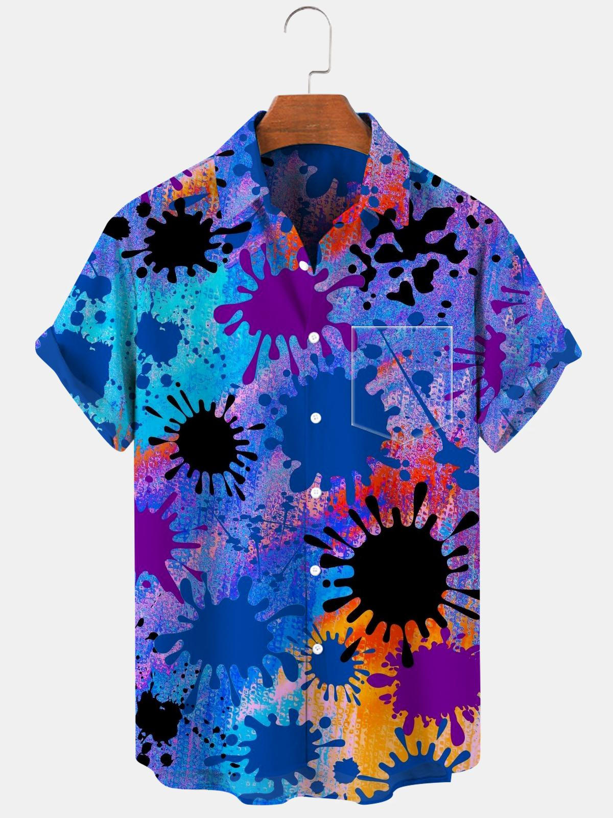 Tie Dye Men's Shirts With Pocket