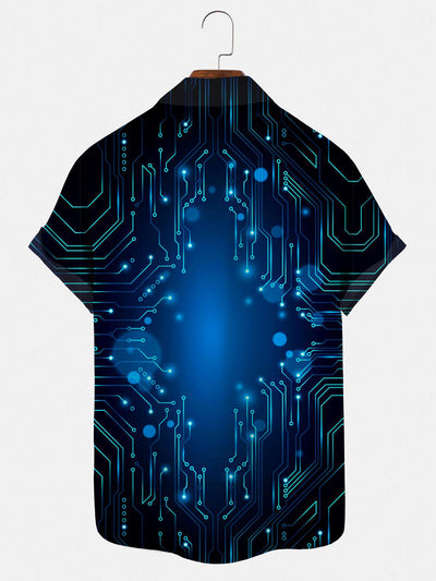 Computer Main Board Men's Shirts With Pocket