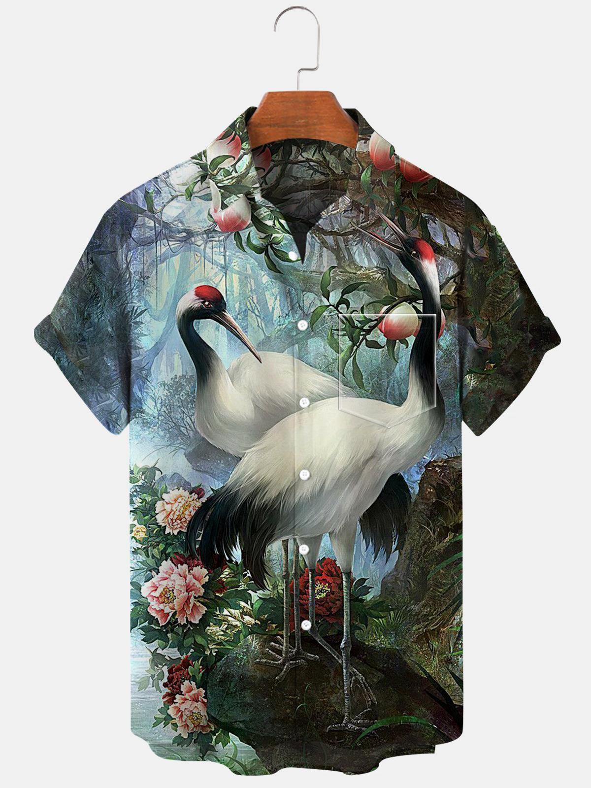 Egret Short Sleeve Men's Shirts With Pocket