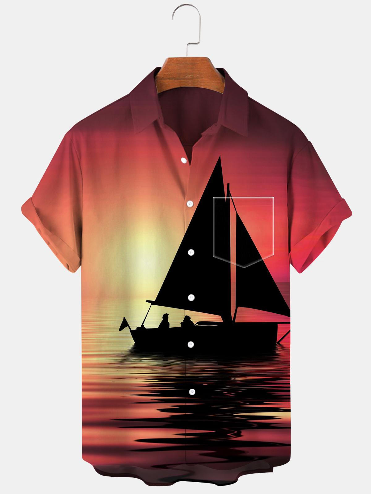 Boat Short Sleeve Men's Shirts With Pocket