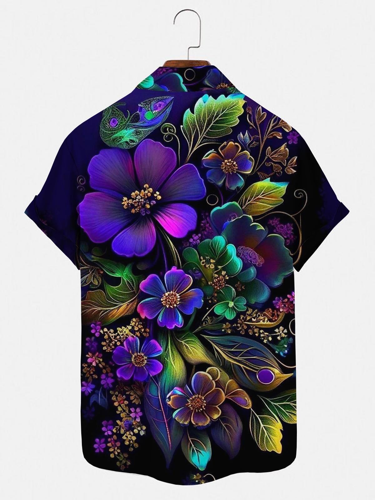 Flower Men's Shirts With Pocket