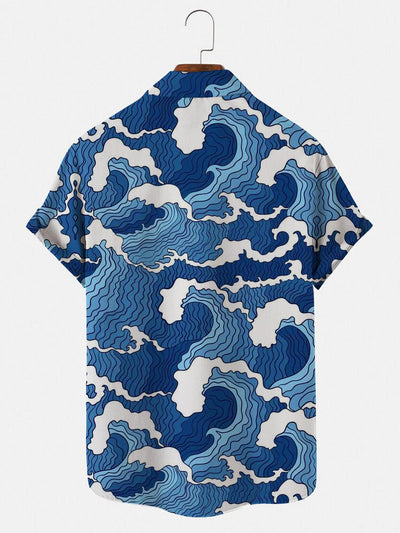 Sea Wave Men's Shirts With Pocket