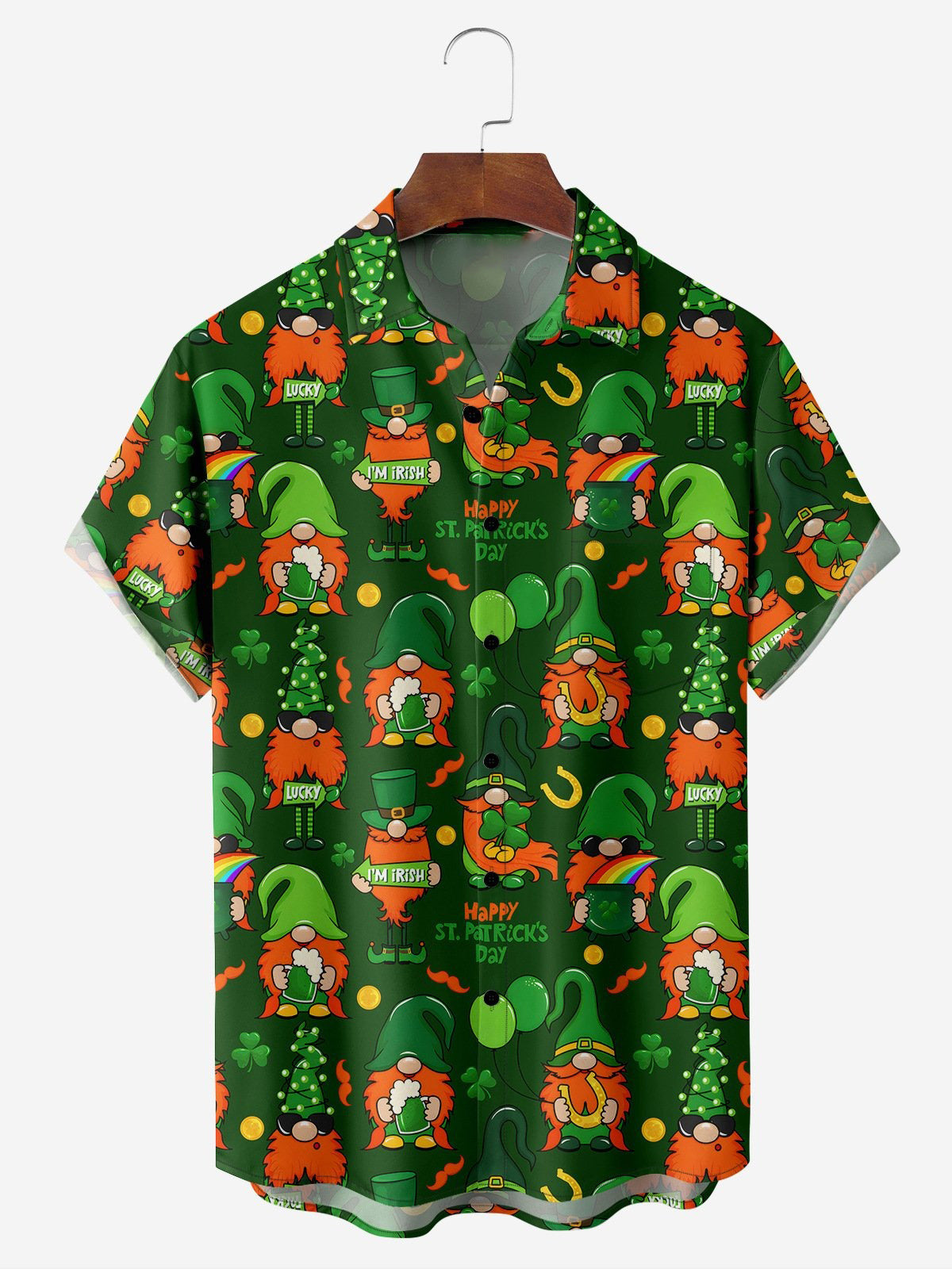 St. Patrick's Day Casual Short Sleeve Men's Shirts With Pocket