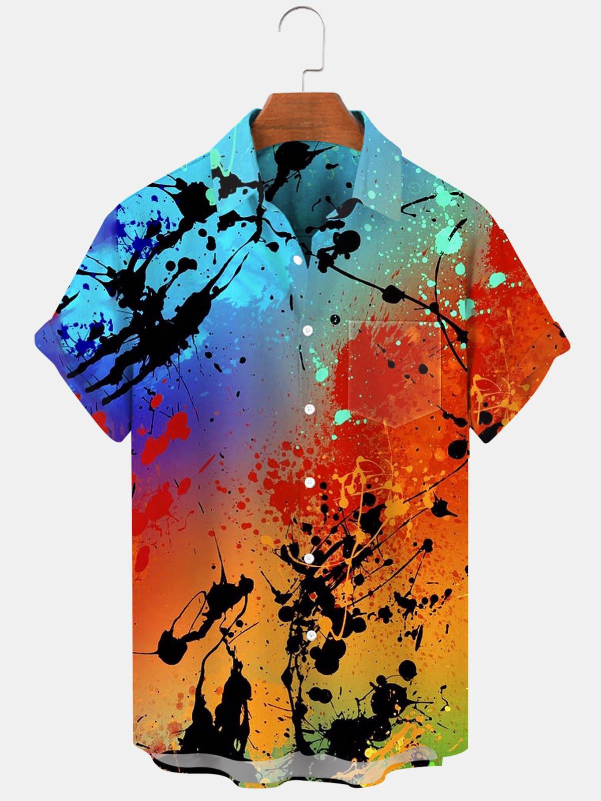 Abstract Men's Shirts With Pocket