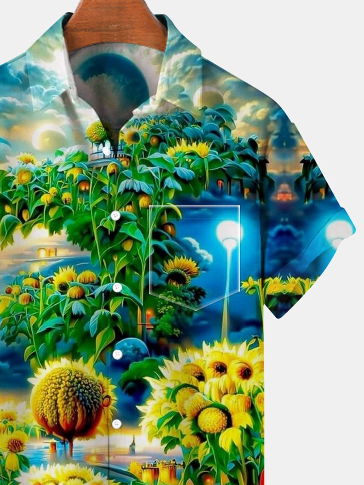 Sunflower House Kurzarmhemden für Herren mit Tasche