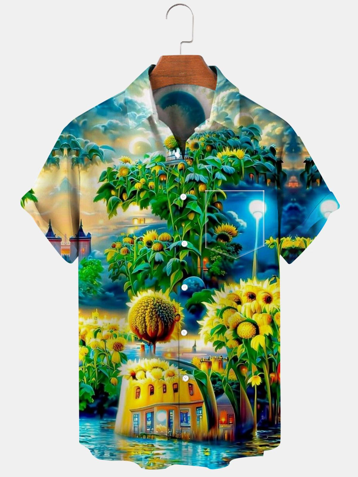 Sunflower House Kurzarmhemden für Herren mit Tasche