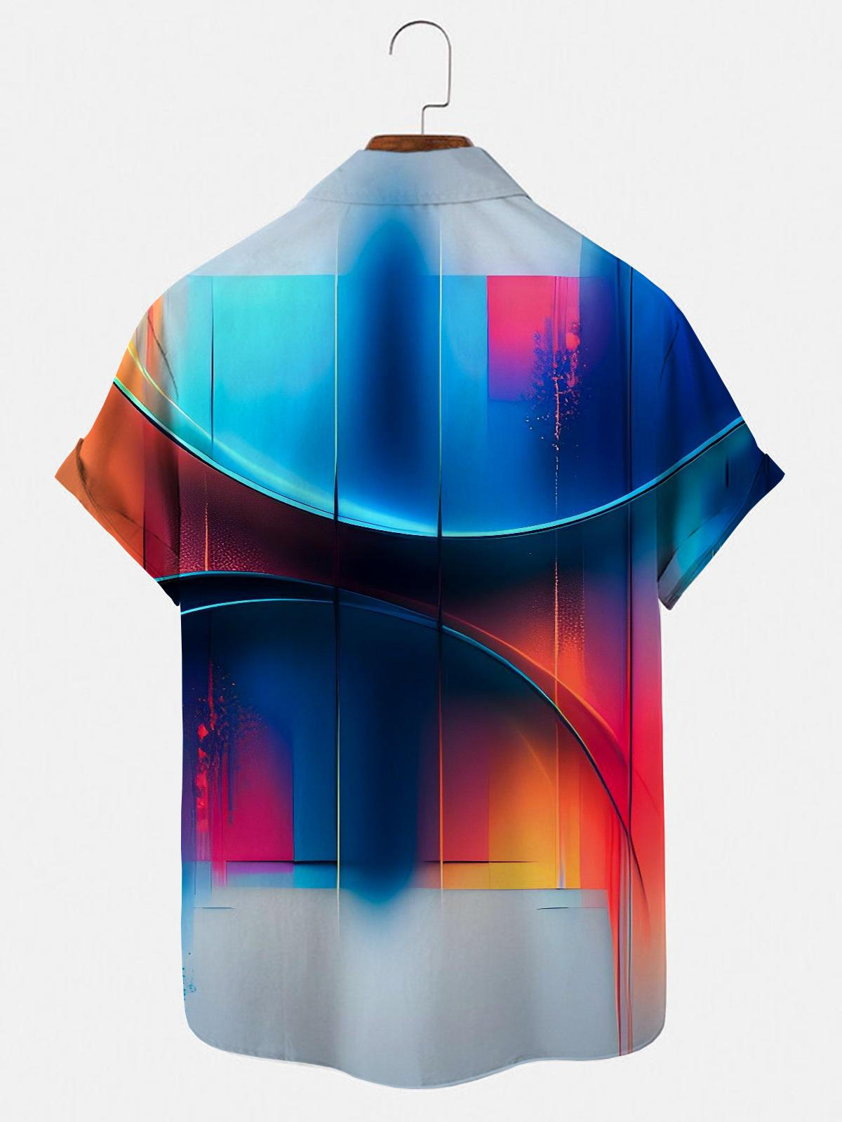 Abstract Men's Shirts With Pocket